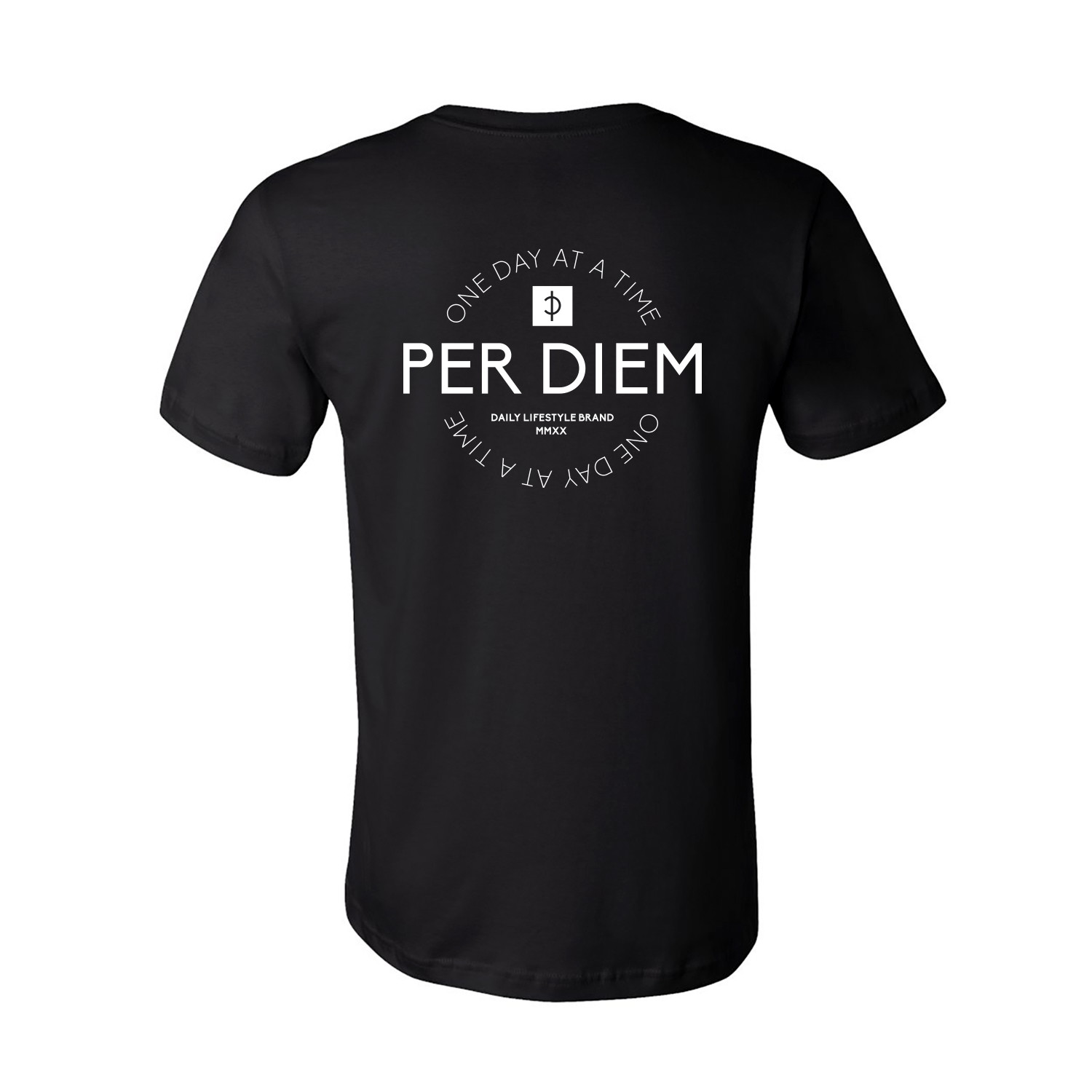 Per Diem Circle Logo TShirt Black Per Diem One day at a time.