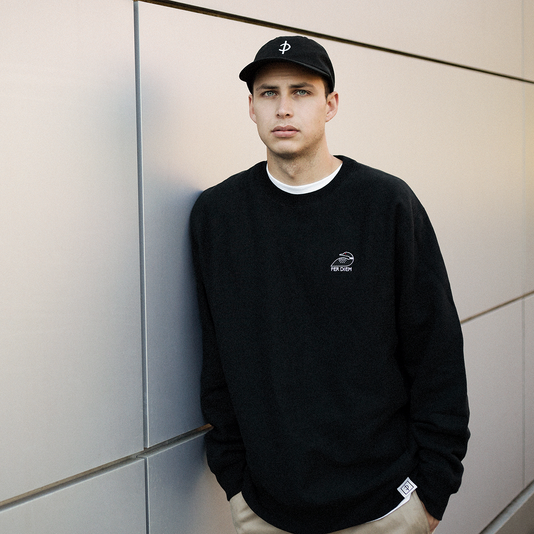 Per Diem Embroidered Loon Premium Crew Black Per Diem One day